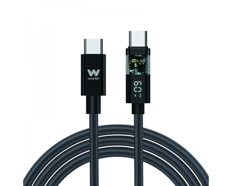 ph2WOXTER CABLE TYPE C 100W DISPLAY 2M h2ul libEspecificaciones b liliCable de carga rapida y datos de 100W transmision de alta