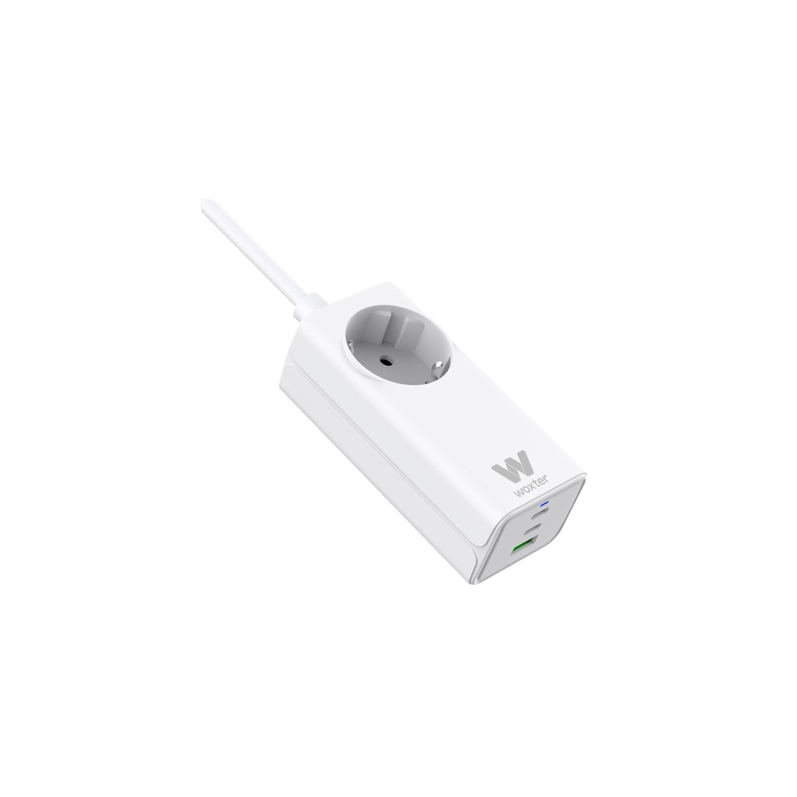 h2WOXTER ALARGADOR SCHUKO 3PORT 1 USBA3C WHITE h2divpAlargador Schuko GaN 2 Tomas USB C USB A salida 2500W color blanco ppPuede