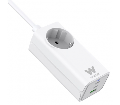 h2WOXTER ALARGADOR SCHUKO 3PORT 1 USBA3C WHITE h2divpAlargador Schuko GaN 2 Tomas USB C USB A salida 2500W color blanco ppPuede