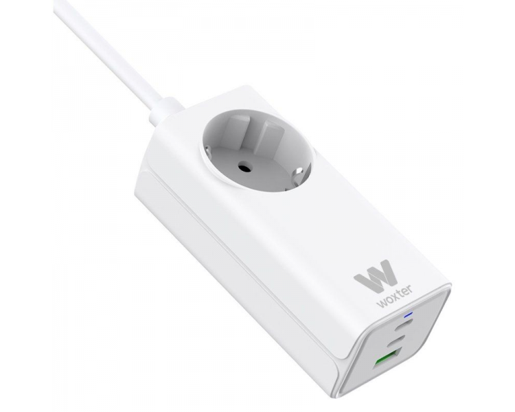 h2WOXTER ALARGADOR SCHUKO 3PORT 1 USBA3C WHITE h2divpAlargador Schuko GaN 2 Tomas USB C USB A salida 2500W color blanco ppPuede