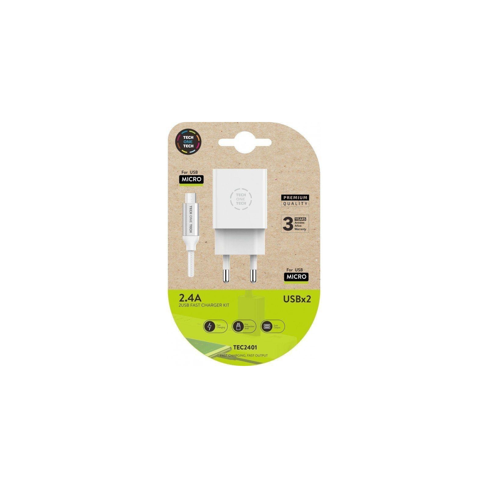 Cargador Doble + Cable Micro Usb Tech One Tech