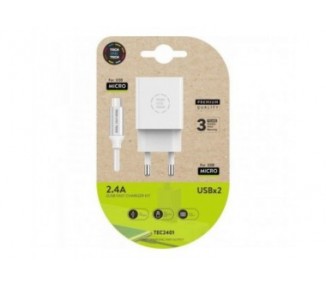 Cargador Doble + Cable Micro Usb Tech One Tech