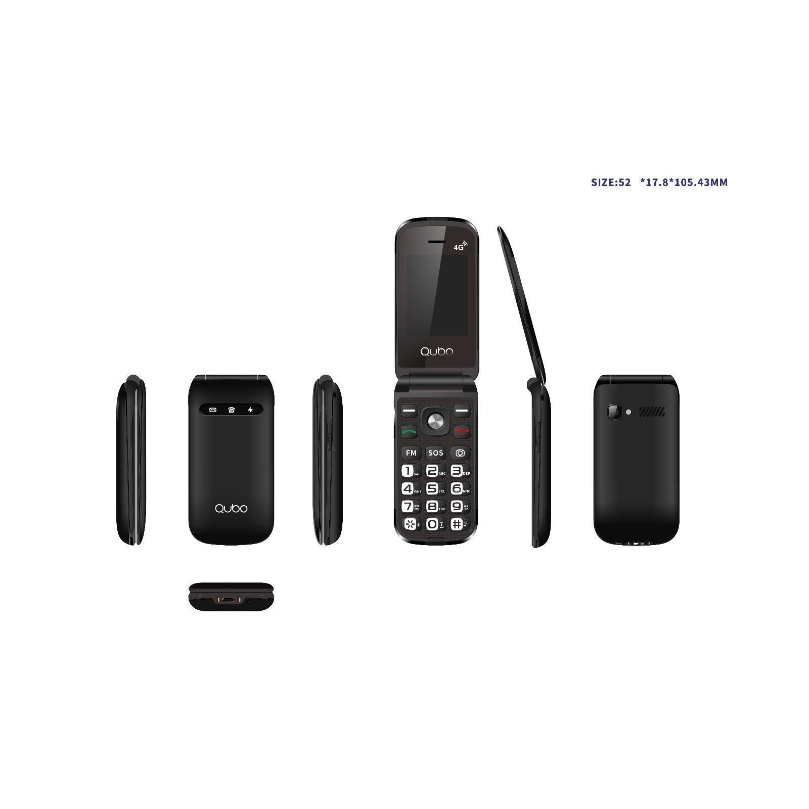 Teléfono Qubo X-209 2,4 4G Negro