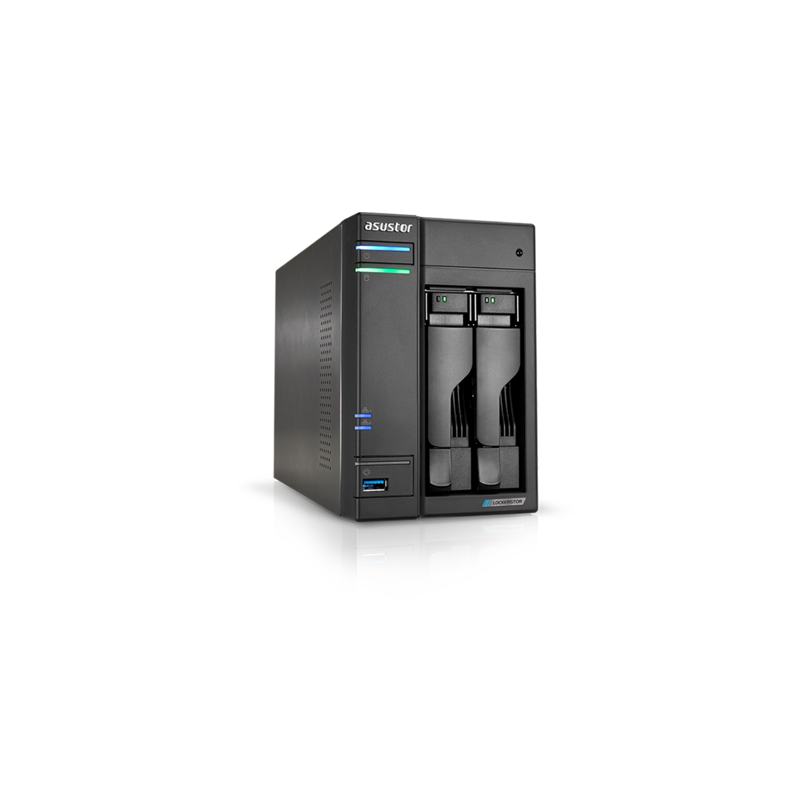 NAS ASUSTOR TOWER 2 BAY QUAD CORE 4GB DDR4 M2 SLOTS X2 25 GBE X 2 USB 32