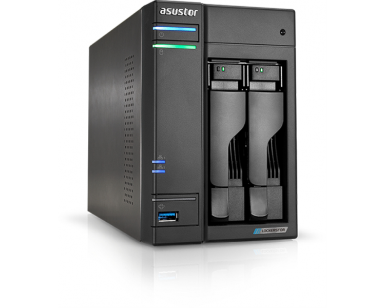 NAS ASUSTOR TOWER 2 BAY QUAD CORE 4GB DDR4 M2 SLOTS X2 25 GBE X 2 USB 32