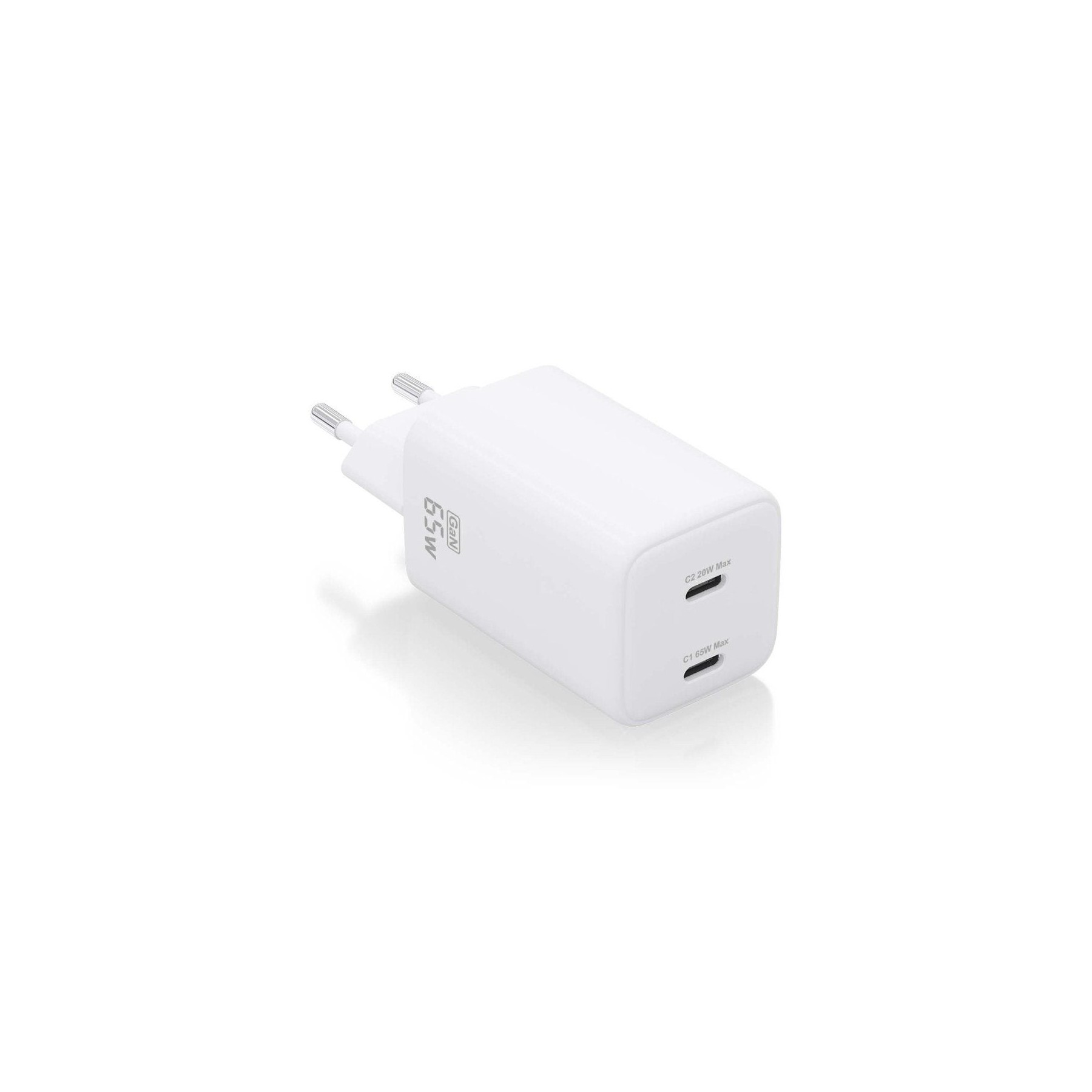 h2AISENS CARGADOR GaN 65W 2xUSB C PD30 QC40 BLANCO h2pCargador GaN USB C 65W para cargar portatiles moviles camaras y tablets e