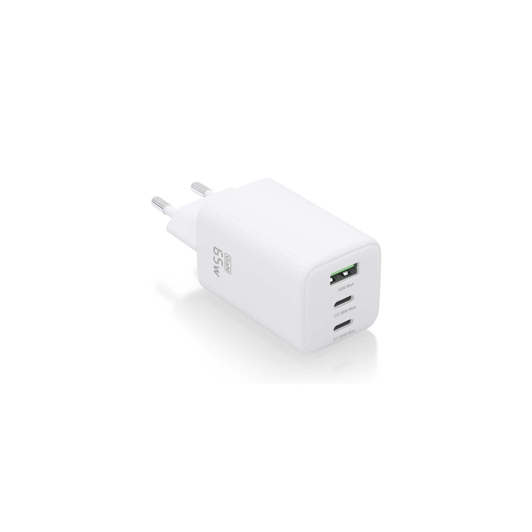 h2AISENS CARGADOR GaN 65W 2xUSB C PD30 QC40 1xUSB A QC30 BLANCO h2divCargador GaN USB C 65W para cargar portatiles moviles cama