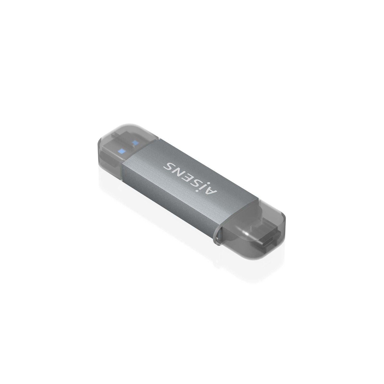 h2AISENS LECTOR DE TARJETAS SD Micro SD MMC RS MMC MMC Micro USB A Y USB C GRIS h2pulliConexion USB C o USB A liliPuede leer la