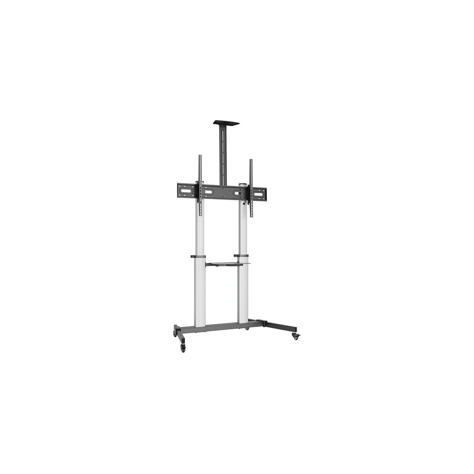 h2AISENS SOPORTE DE SUELO PRO CON RUEDAS BANDEJAS PARA DVD Y SOPORTE DE CaMARA PARA MONITOR TV 100KG DE 60 100 NEGRO PLATA h2pb