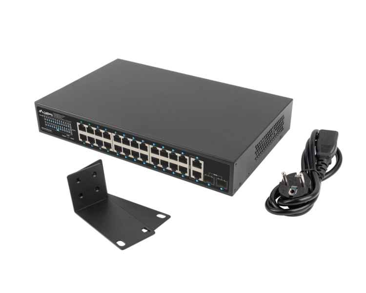 SWITCH LANBERG 24 PTOS 1GB POE 2X SFP 2X GBIT ETHERNET 360W RACK 19