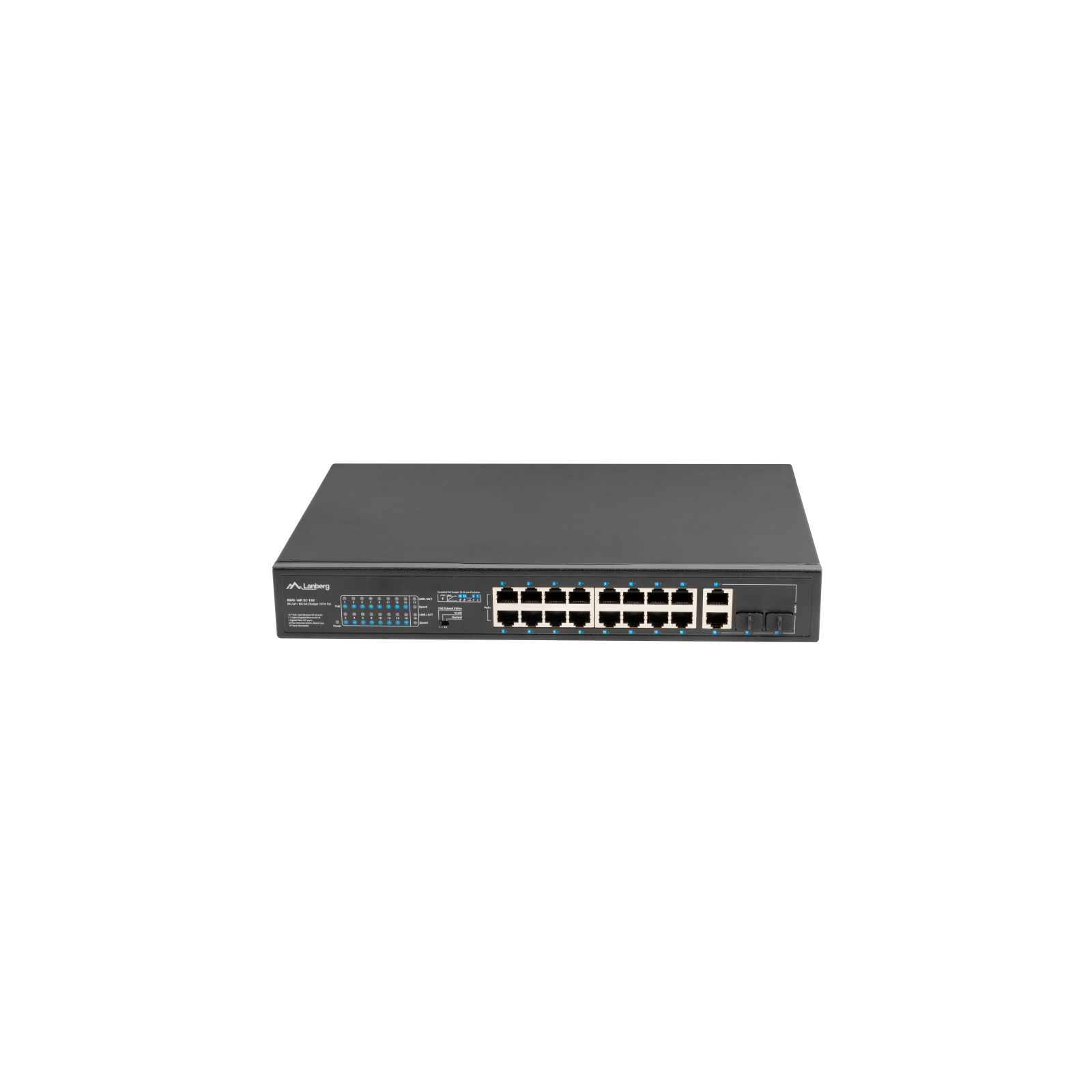 SWITCH LANBERG 18 PTOS 100MB 16xPOE 2x GBIT ETHER 150W RACK 10 19