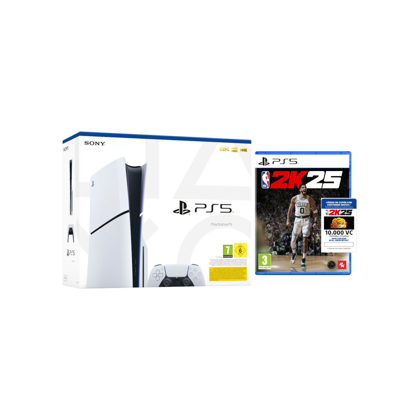 CONSOLA WHITE SLIM EDITION + DUALSENSE (1TB) + NBA 2K25