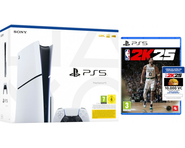 CONSOLA WHITE SLIM EDITION + DUALSENSE (1TB) + NBA 2K25