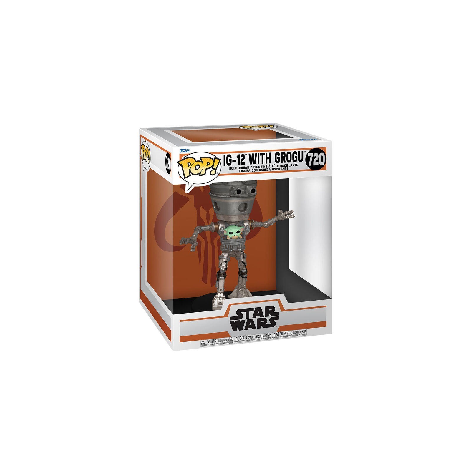 Figura Pop Deluxe Star Wars The Mandalorian Ig-12 With Grogu