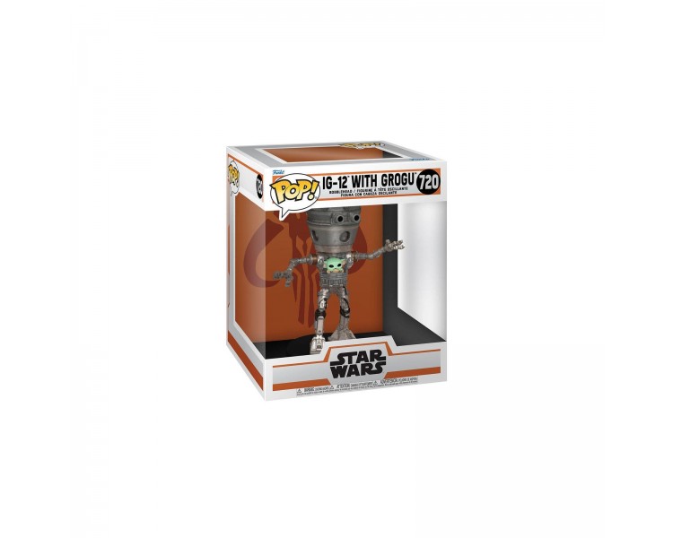 Figura Pop Deluxe Star Wars The Mandalorian Ig-12 With Grogu