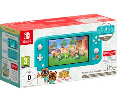 LITE AZUL TURQUESA (TURQUOISE) + ANIMAL CROSSING NEW HORIZONS + 12 MESES NSO