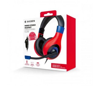 Cuffie Stereo Gaming V1 Bicolor Mario Blu/Rosso Switch