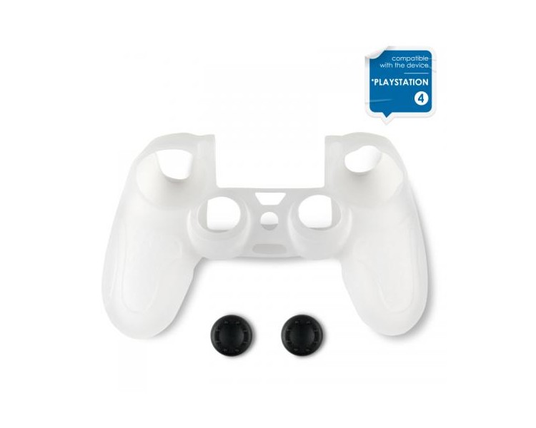 Protezione in Silicone e Thump Grips per PS4 (Trasparente)