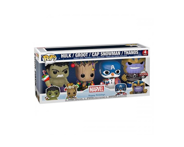 Funko POP! Marvel Xmas: Hulk/Groot/Cap/Thanos 4PK EXM