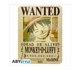 One Piece Metal Plate : Luffy Wanted New World (28x38)