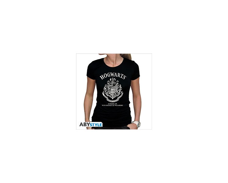 T-Shirt Harry Potter Hogwarts Black Basic Woman (XS)