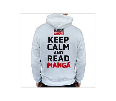 Asian Art Felpa cappuccio Keep Calm Read Manga White (S)