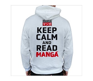 Asian Art Felpa cappuccio Keep Calm Read Manga White (S)