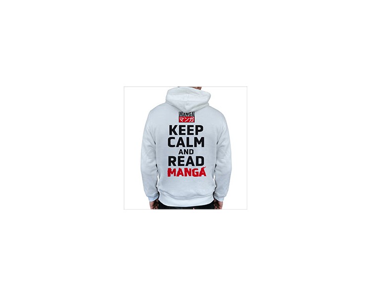 Asian Art Felpa cappuccio Keep Calm Read Manga White (S)