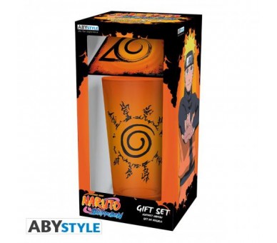 Naruto Shippuden Gift Set Bicchiere/Sottobicchieri: Logo