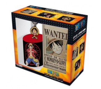 One Piece Gift Set Bicchiere/Badge/Notebook: Luffy