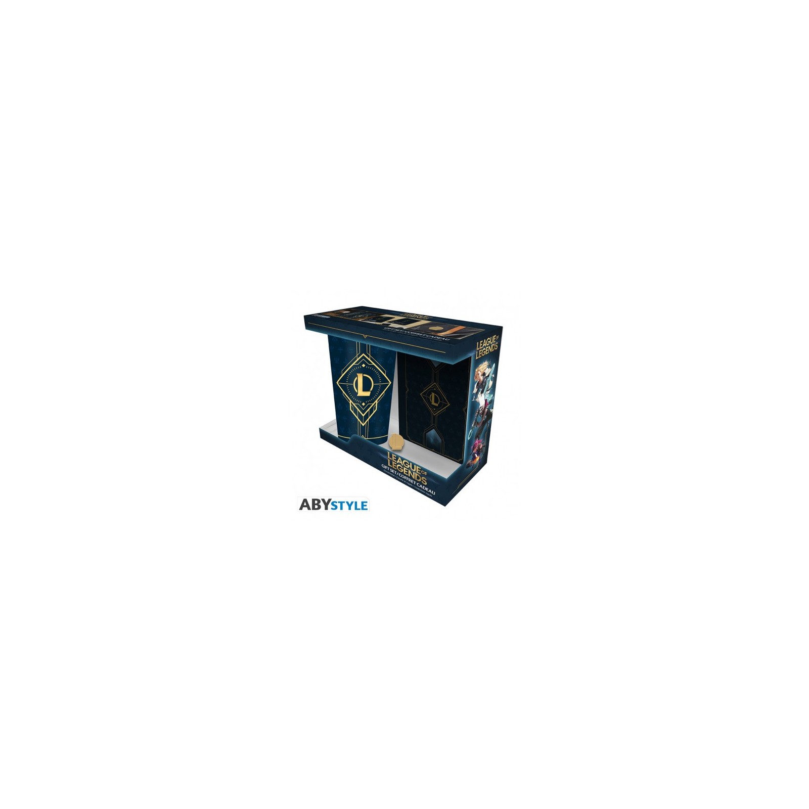 League of Legends Gift Set Bicchiere/Badge/Notebook: Logo