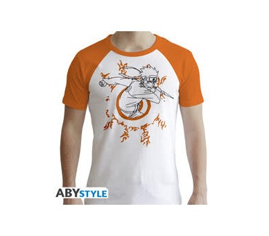 Naruto Shippuden T-Shirt (XS) Man White/Orange: Naruto