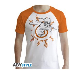 Naruto Shippuden T-Shirt (XS) Man White/Orange: Naruto