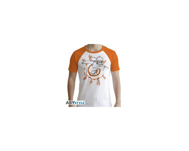 Naruto Shippuden T-Shirt (XS) Man White/Orange: Naruto