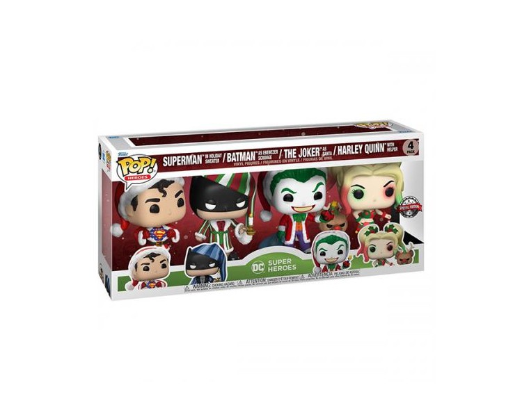 Funko POP! DC Xmas: Superman/Batman/Joker/Harley 4PK EXM