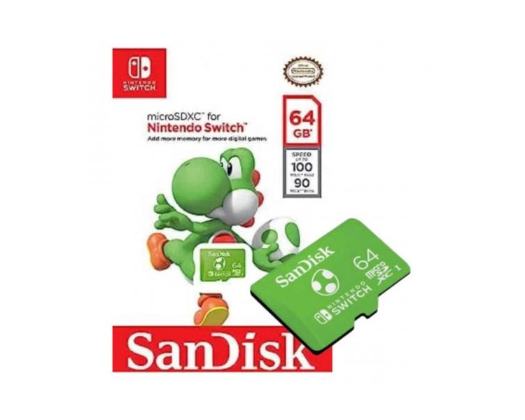 Micro SD Sandisk SDXC 64 GB Nintendo Switch Yoshi