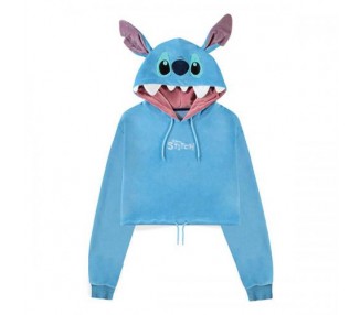 Lilo & Stitch Felpa Cappuccio (XS): Stitch Hoodie Cropped