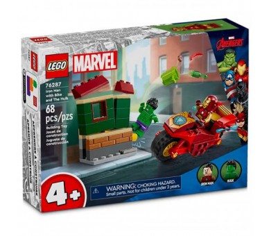 76287 Lego Super Heroes Marvel Iron Man Moto e The Hulk 68pz