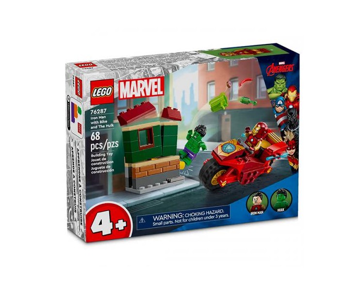 76287 Lego Super Heroes Marvel Iron Man Moto e The Hulk 68pz