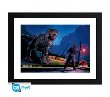 Jurassic Park Framed Print: Alan Grant vs T-Rex 30x40cm