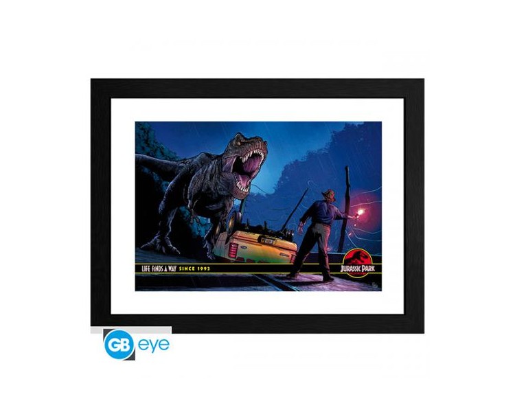 Jurassic Park Framed Print: Alan Grant vs T-Rex 30x40cm