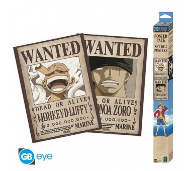 One Piece Set 2 Posters Chibi: Wanted Luffy/ Zoro 52x38cm