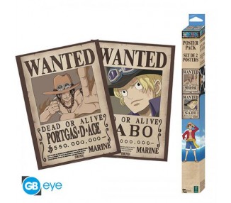 One Piece Set 2 Posters Chibi: Wanted Sabo/ Ace 52x38cm