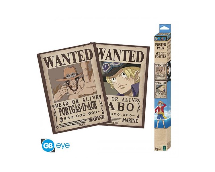 One Piece Set 2 Posters Chibi: Wanted Sabo/ Ace 52x38cm