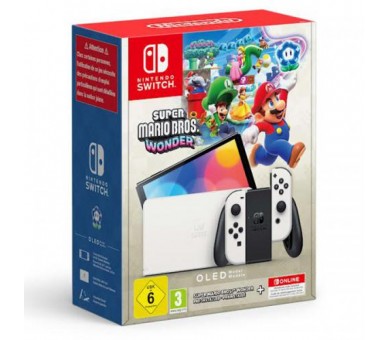 Console Nintendo Switch White (OLED) + S. Mario Wonder + NSO