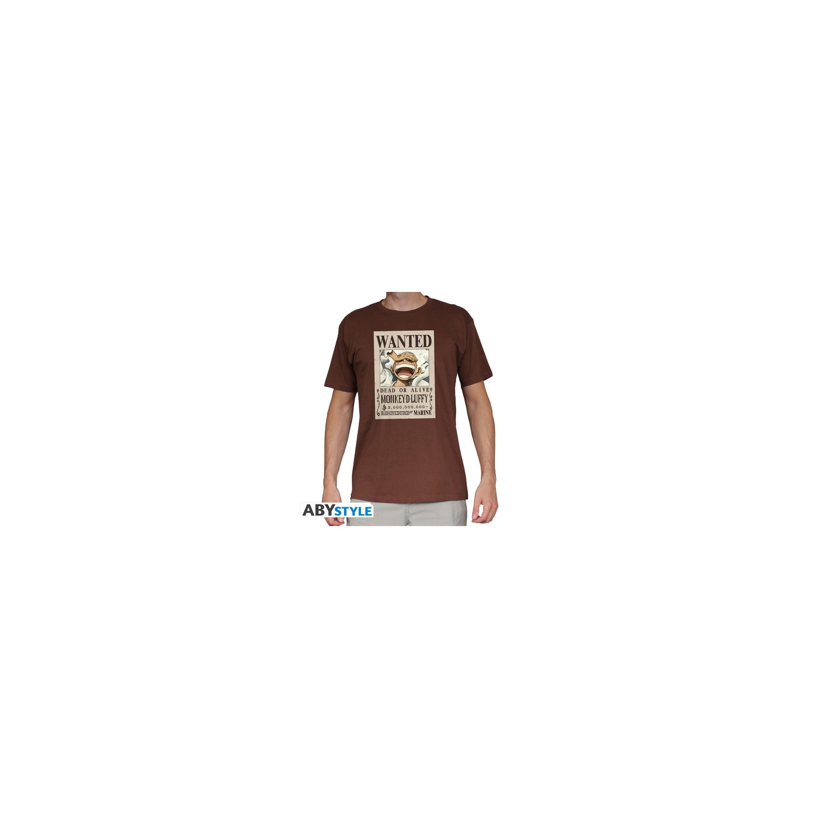 One Piece T-Shirt (XS) Unisex Chocolate: Wanted Luffy