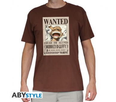 One Piece T-Shirt (XS) Unisex Chocolate: Wanted Luffy