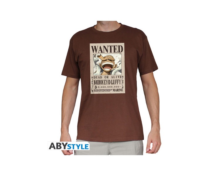 One Piece T-Shirt (XS) Unisex Chocolate: Wanted Luffy