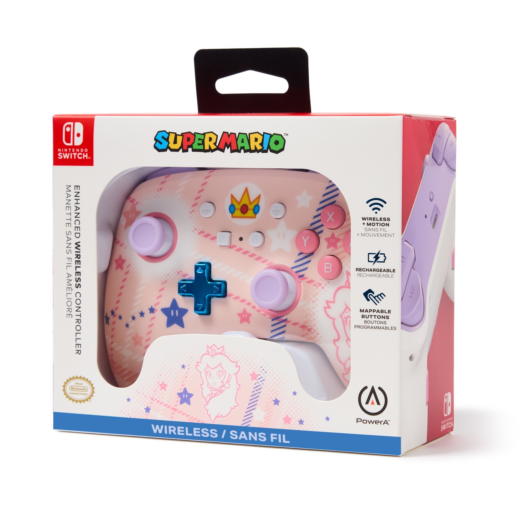 PowerA Enhanced Wireless Controller for Nintendo Switch​ Princess Peach Plaid