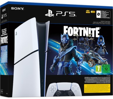 CONSOLA WHITE DIGITAL SLIM EDITION + DUALSENSE (1TB) + FORTNITE COBALT STAR